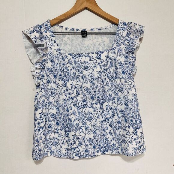 SHEIN Blue Floral Top   Sz S   EUC - Picture 1 of 4